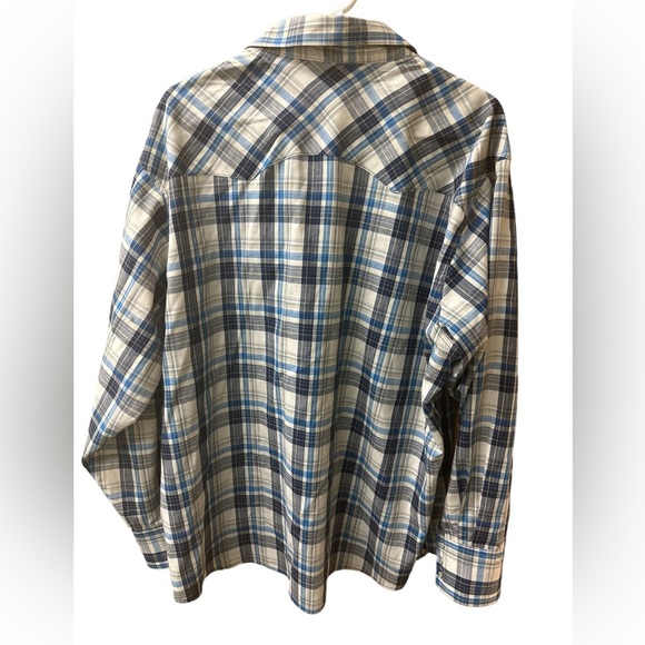 Wrangler Wrancher Blue Plaid Cotton Blend Sz XXL‎ Excellent - Picture 2 of 3